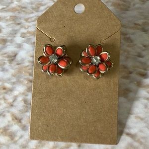 Orange Flower Earrings
